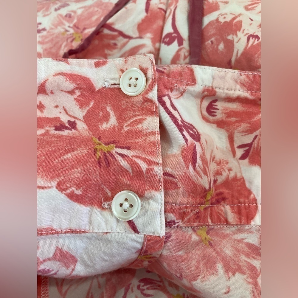 Elevenses Anthro Pink Floral Skirt Sz 2 100% Cotton Tie Straps - Picture 8 of 8